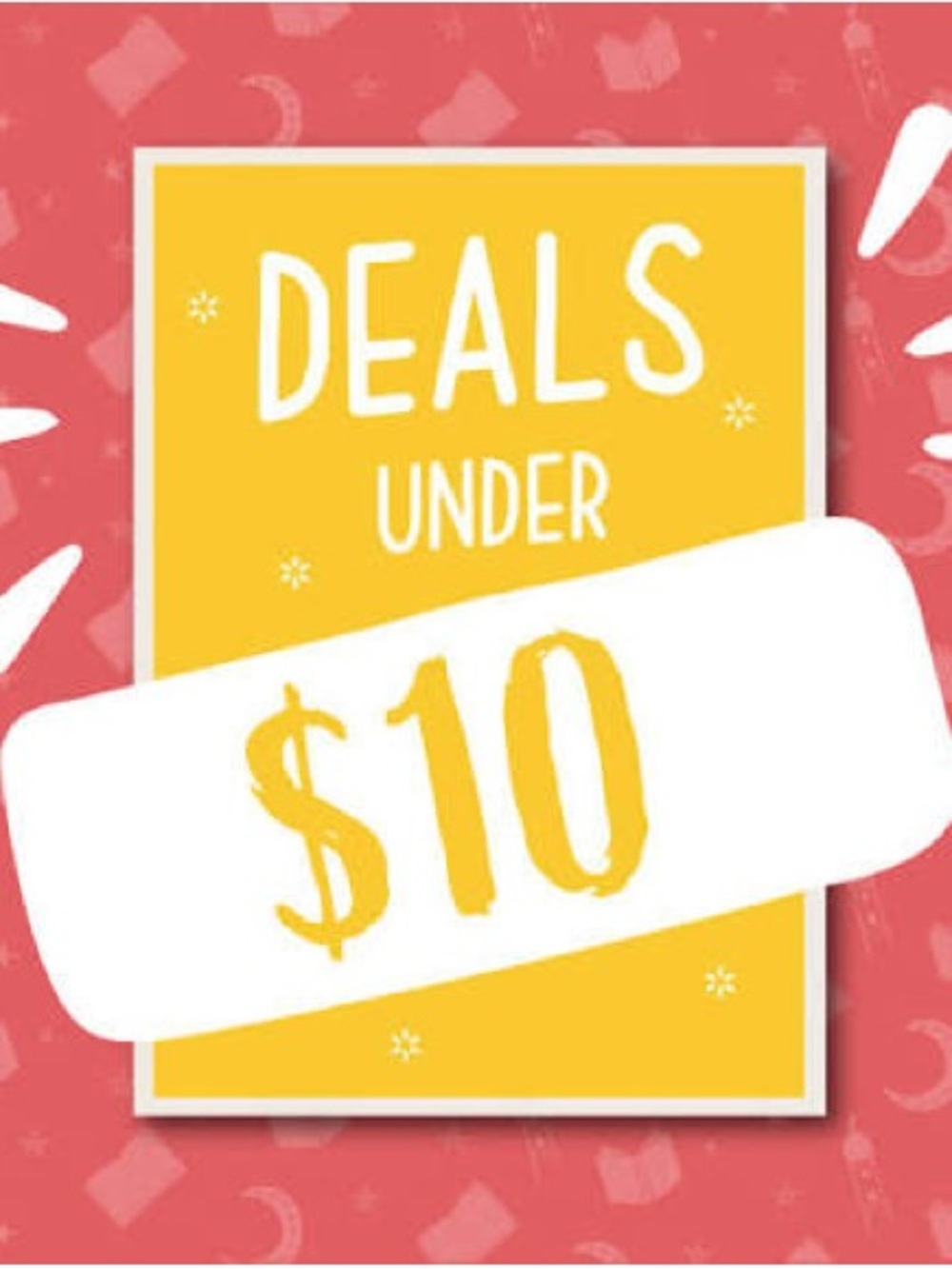 Deals Under $10 Graphic Sign - Yellow & Coral Poster